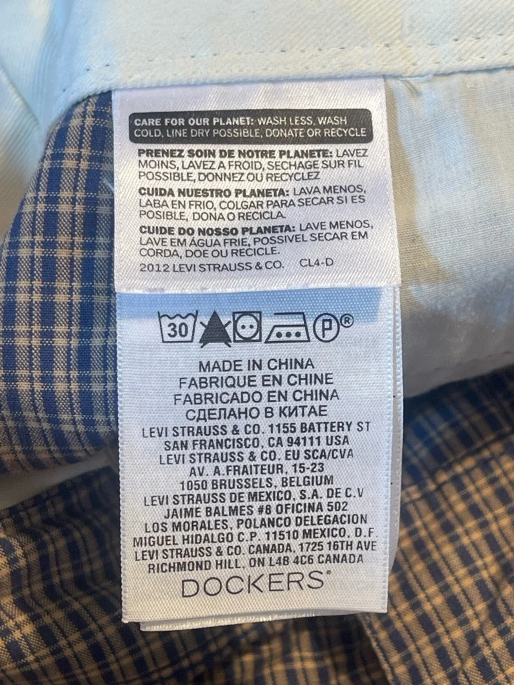 Dockers Men's 38 Blue Plaid Cargo Shorts Cotton Gorpcore Coastal Prep Dadcore
